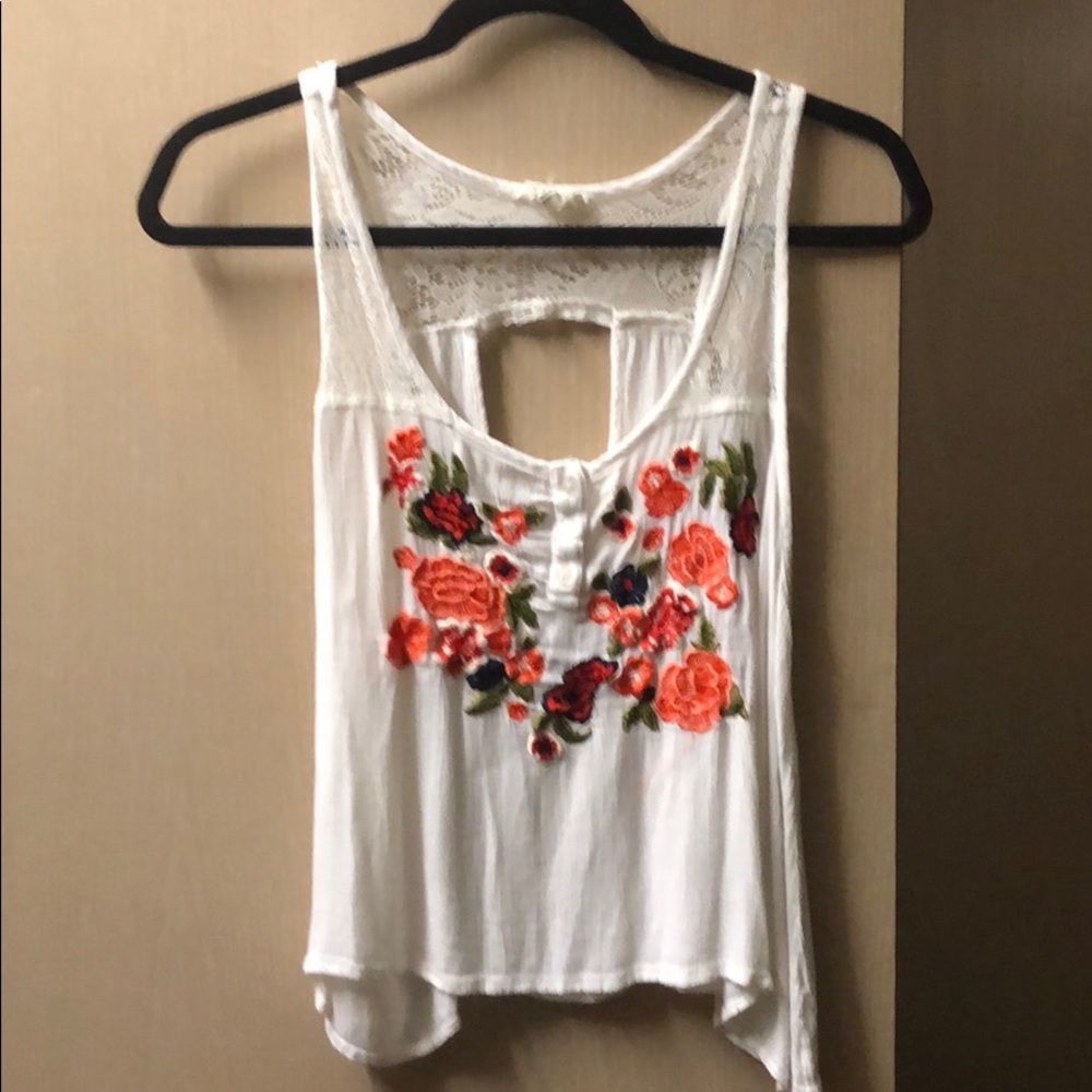 White embroidered tank